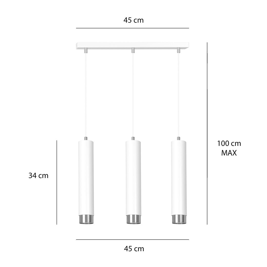 Kibo 3 pendant light white/chrome