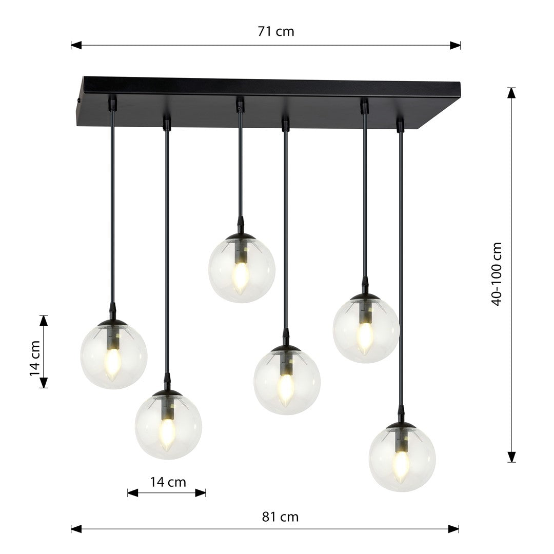 Cosmo 6 pendant light clear