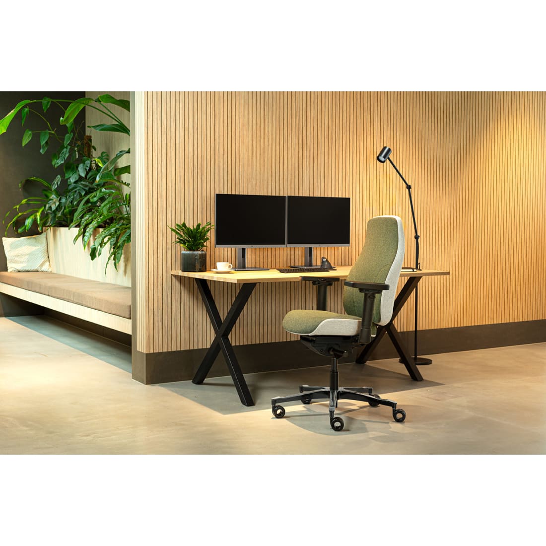 Sit And Move Therapod X2 Oliven - Kontorstol Facet Uld Oliven/Askgrå