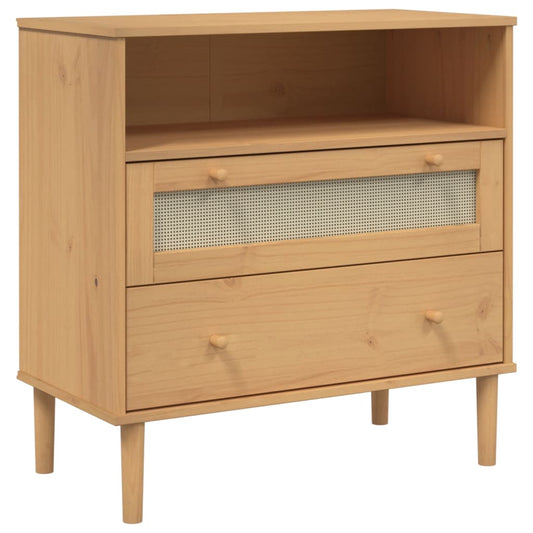 Skænk Senja 80X40X80 Cm Rattan-Look Massivt Fyrretræ