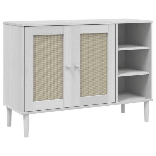 Skænk Senja 112X40X80 Cm Rattan-Look Massivt Fyrretræ