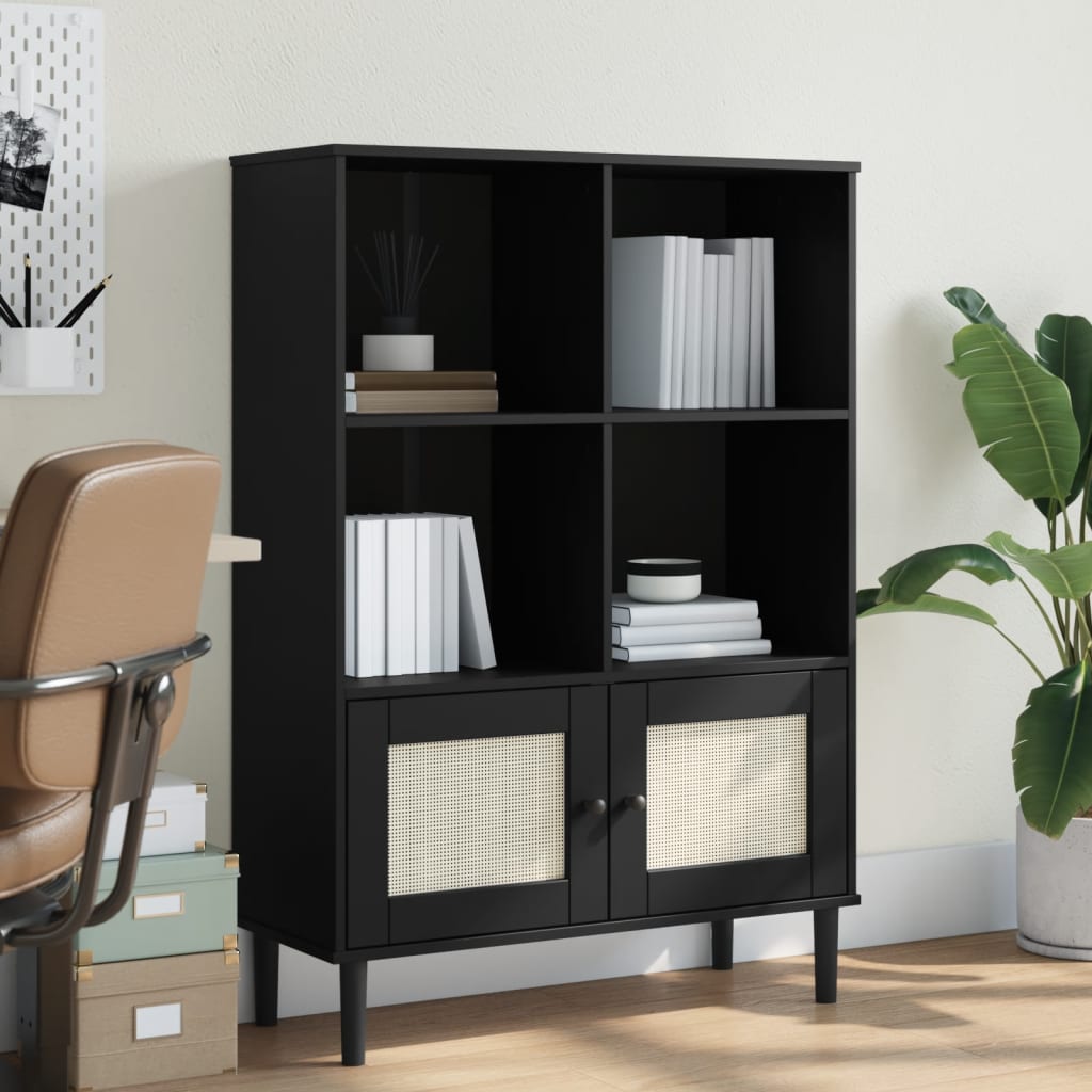 Skænk Senja 90X35X130 Rattanlook Massivt Fyrretræ