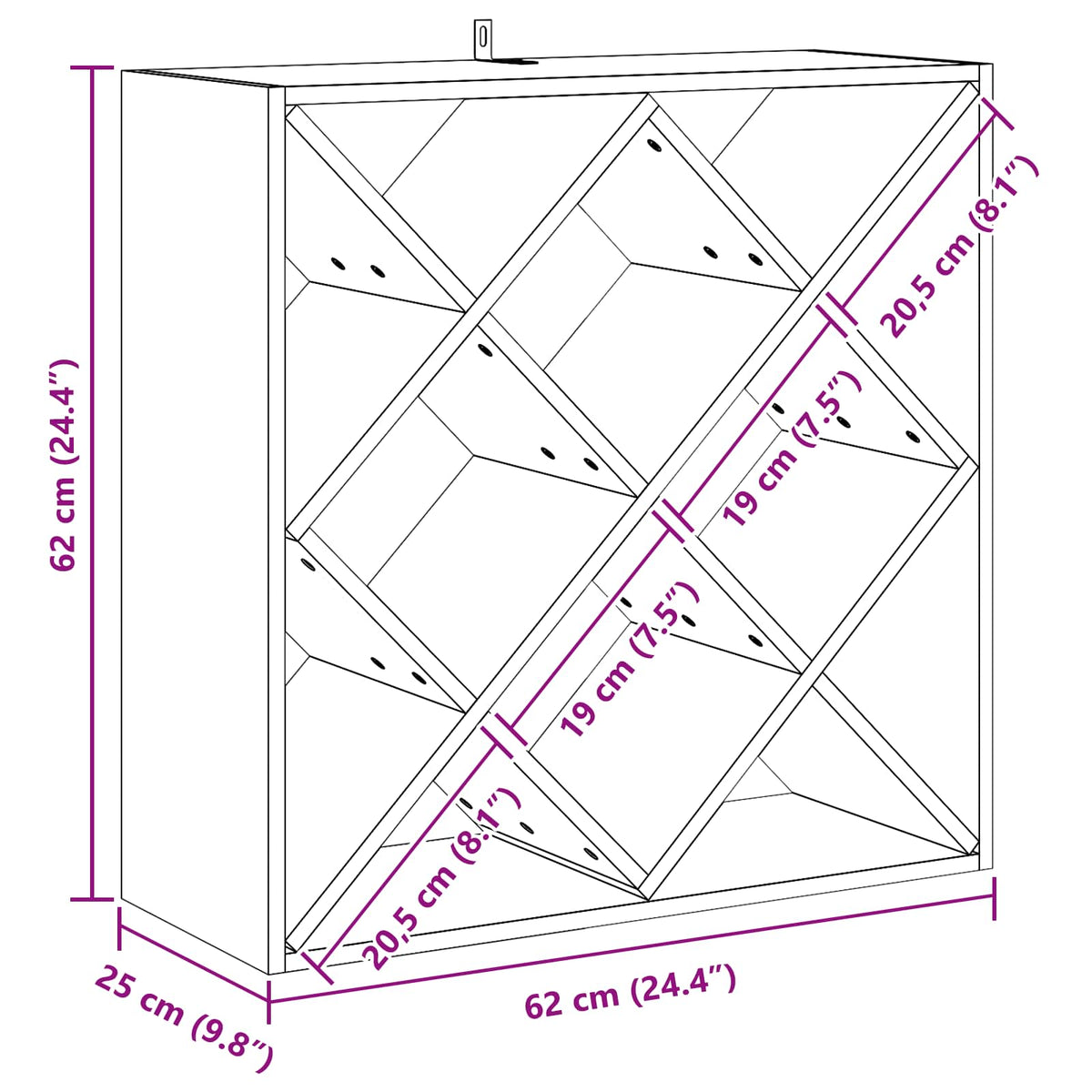 Vinfad 2 Stk. 62 X 25 X 62 Cm Massiv Fyrretræ