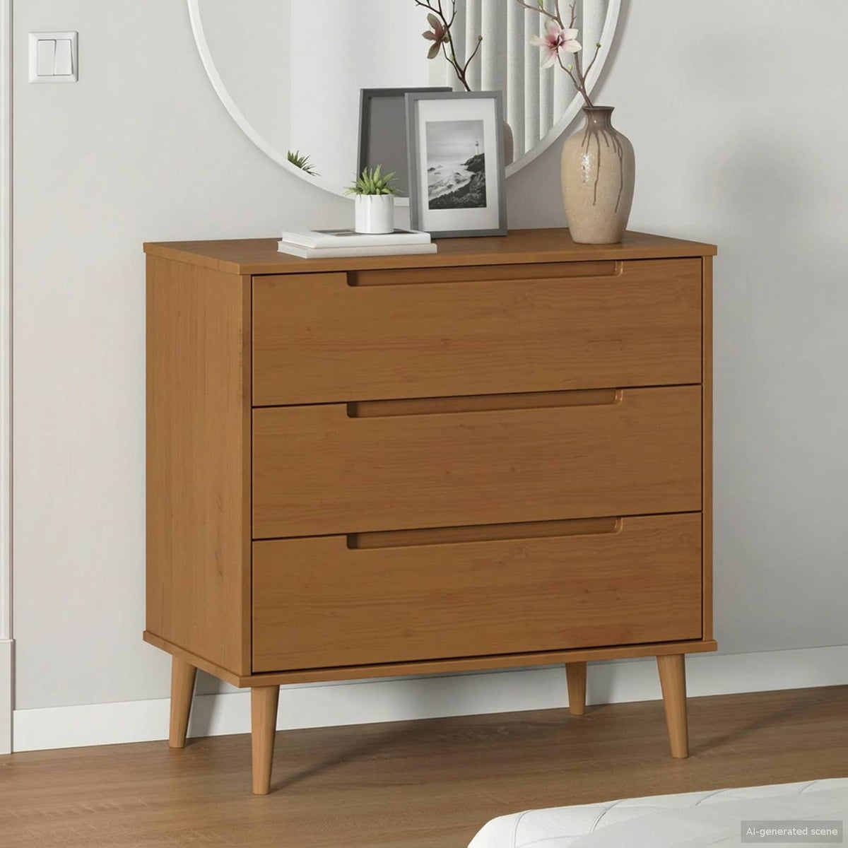 Kommode Molde 80X40X80 Cm Massivt Fyrretræ