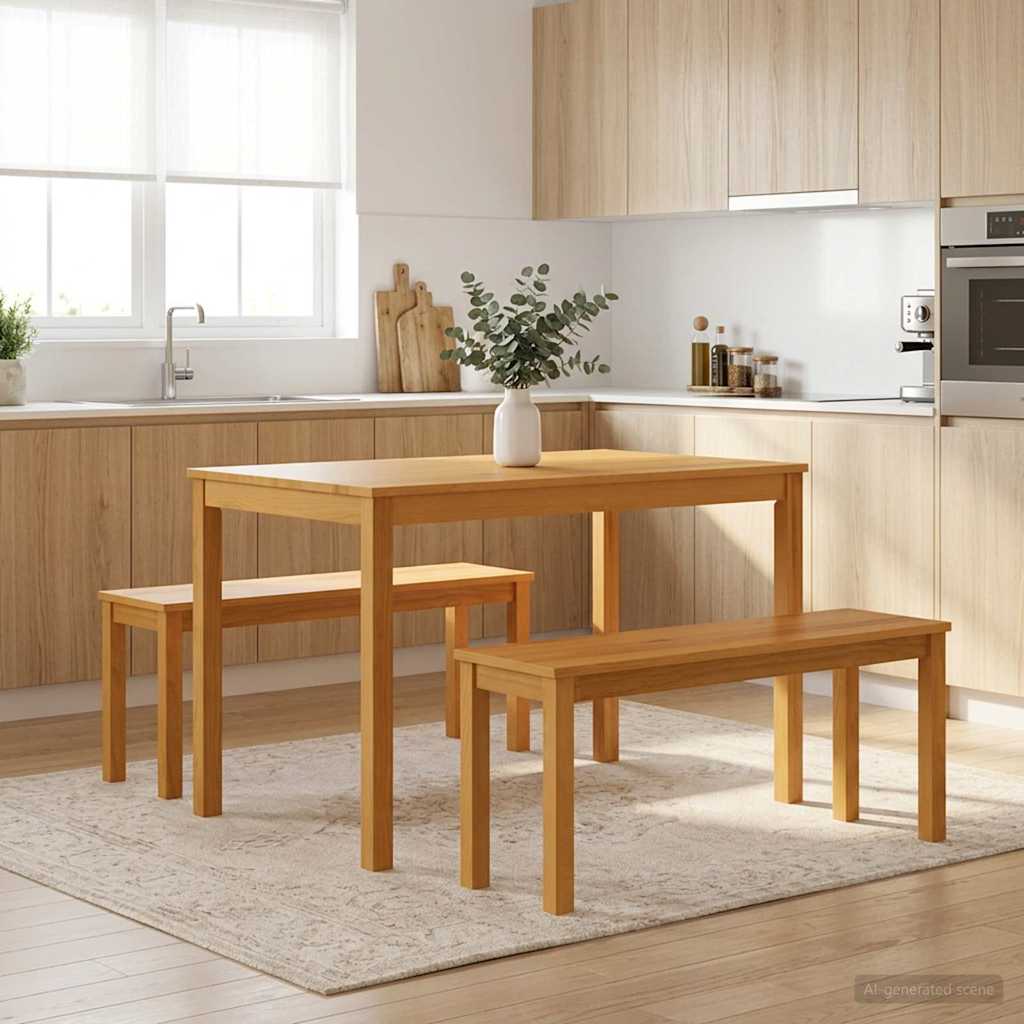 Spisebænk 95 X 32 X 45 Cm Massivt Eg Træ Sort