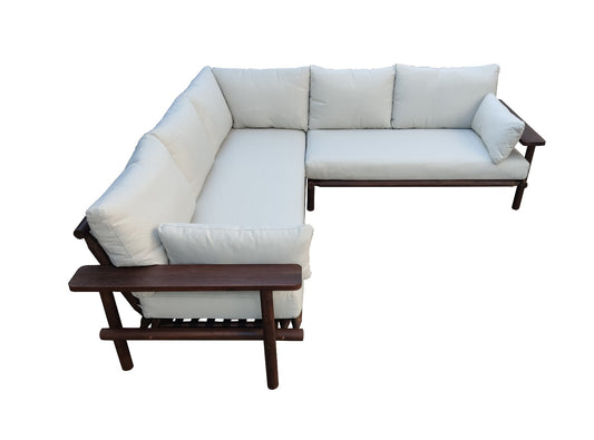 Laruna Lounge Corner Set - 2 Piece - Acacia Wood Vintage Dark Teak Look