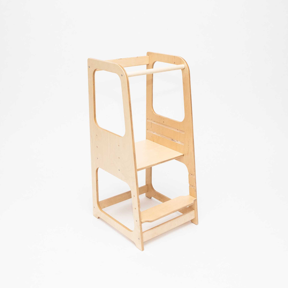 Kids' kitchen tower with 3 height levels - natural lacquered