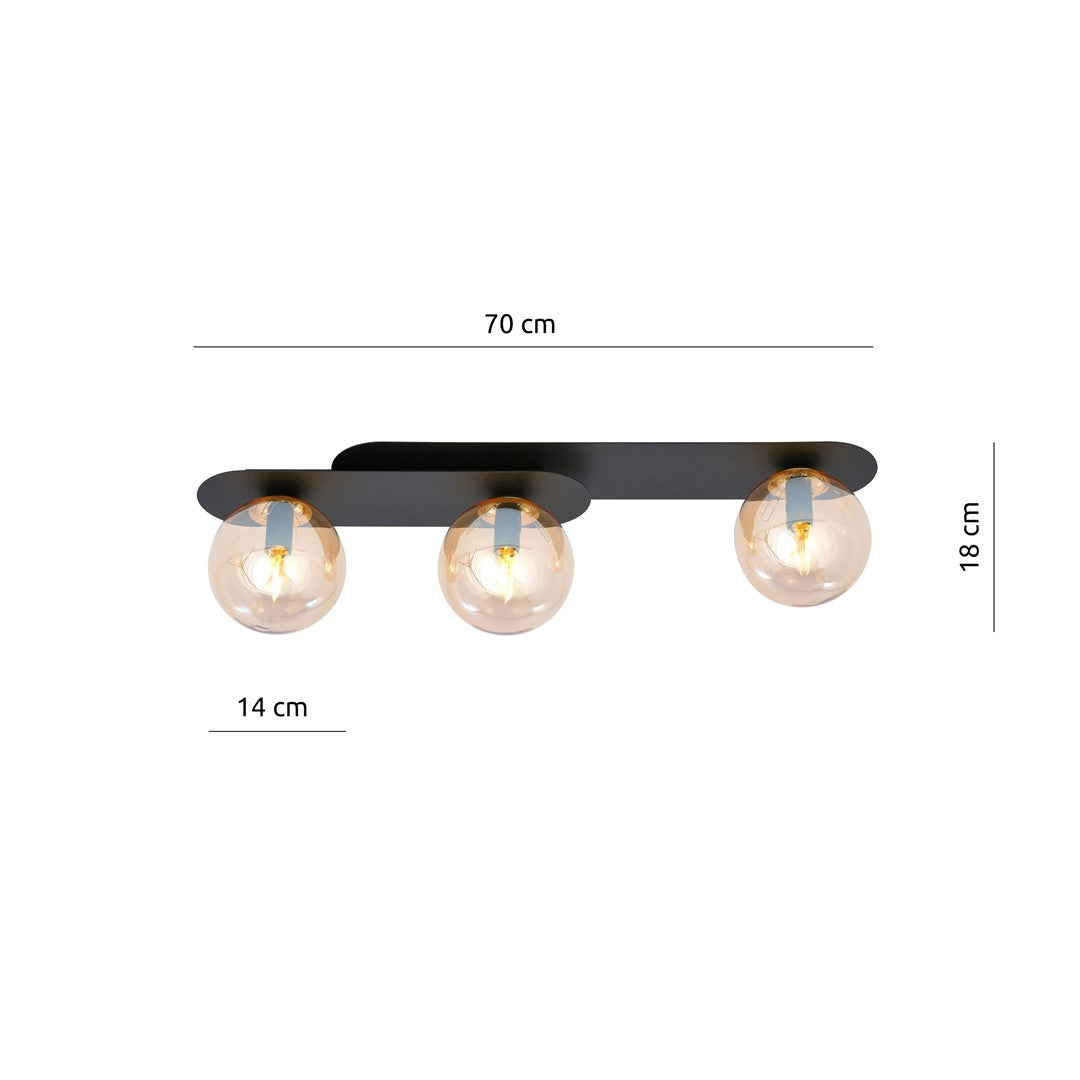 Plaza 3 ceiling lamp black/amber
