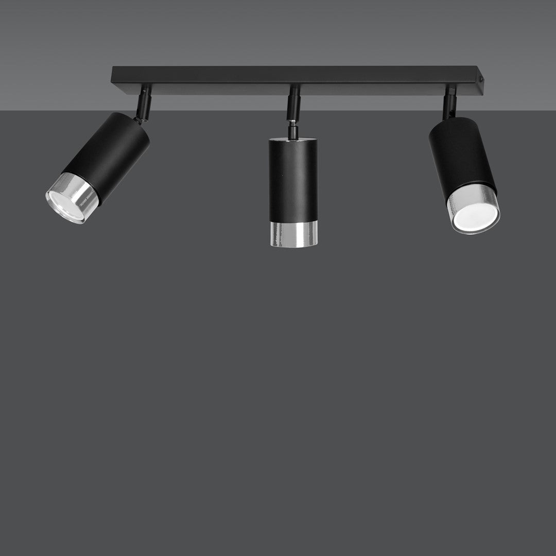 Hiro 3 ceiling spotlight black/chrome