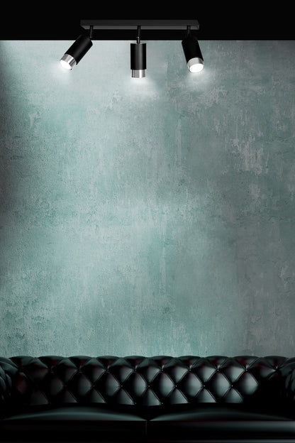 Hiro 3 ceiling spotlight black/chrome