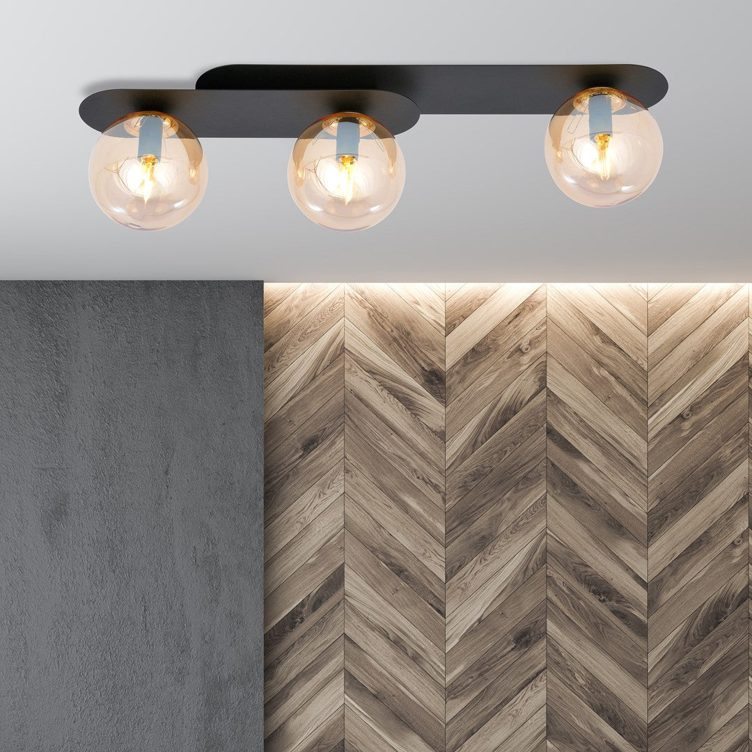 Plaza 3 ceiling lamp black/amber