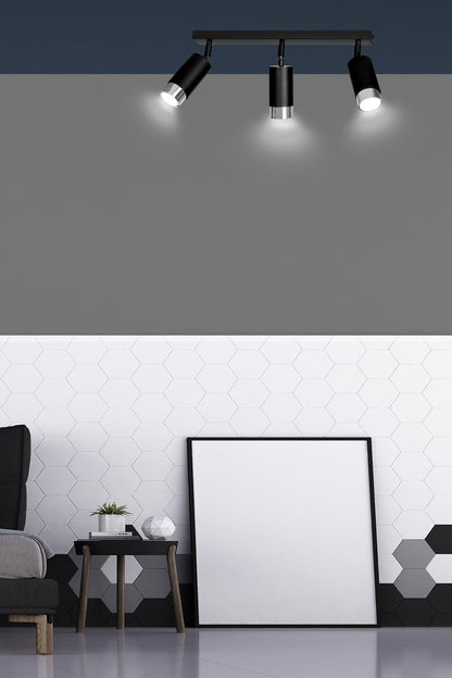Hiro 3 ceiling spotlight black/chrome