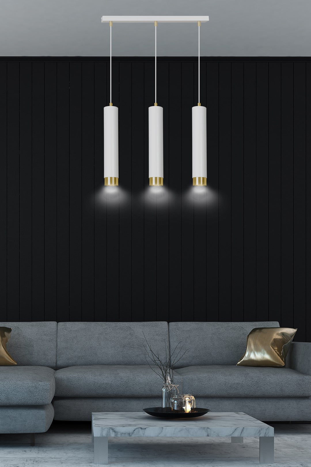 Kibo 3 pendant light white/gold
