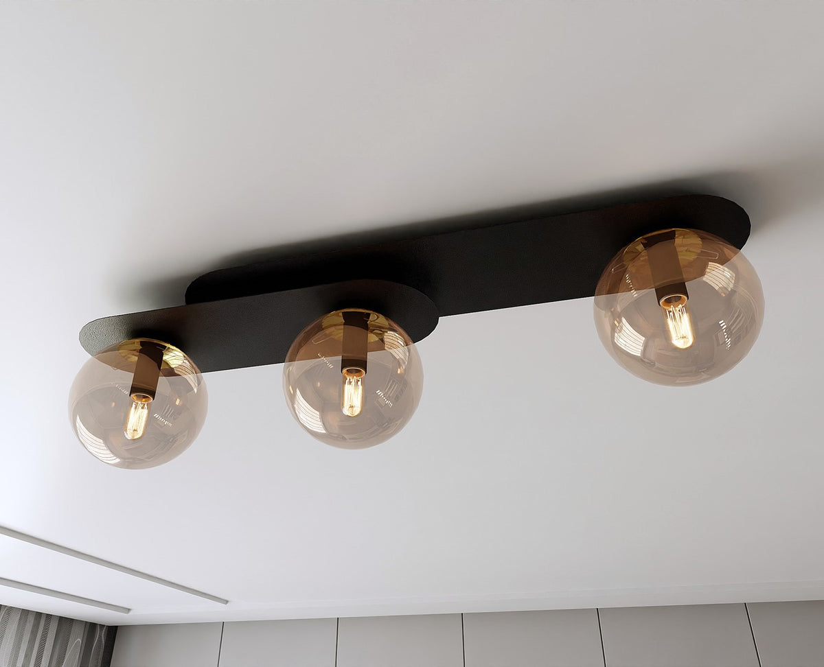 Plaza 3 ceiling lamp black/amber