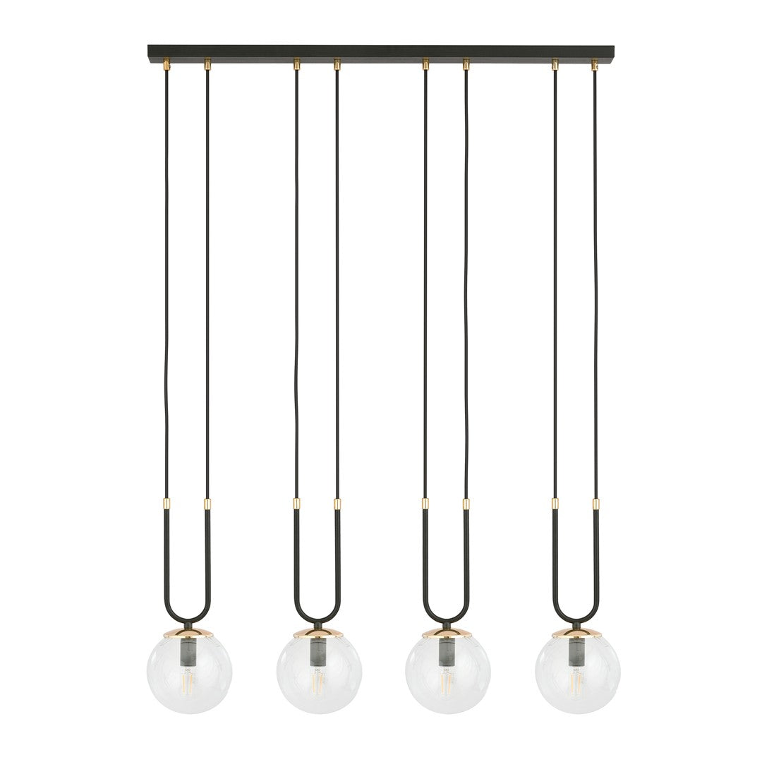 Glam 4 pendellampe sort/transparent