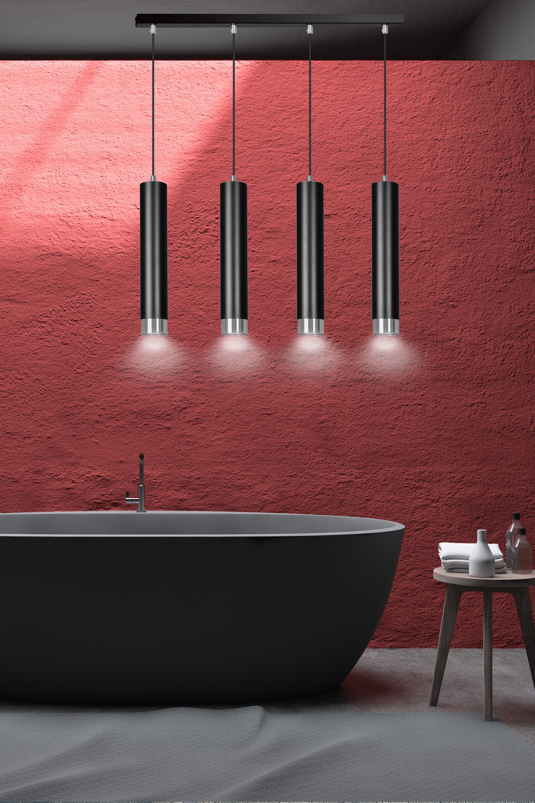 Kibo 4 pendant light black/chrome