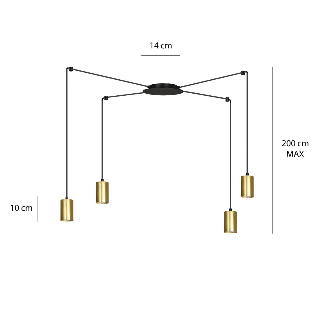 Traker 4 pendellampe sort/guld
