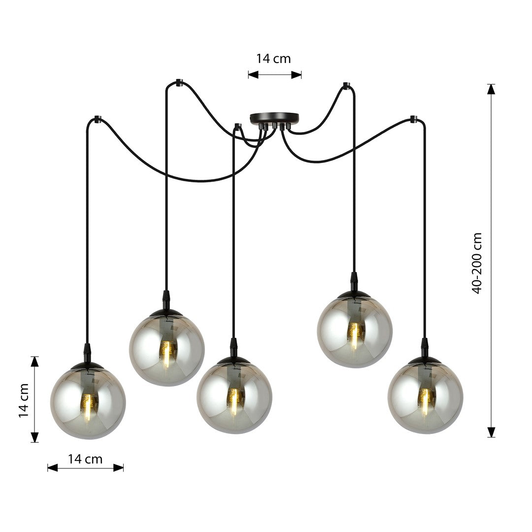 Gigi 5 pendant light graphite