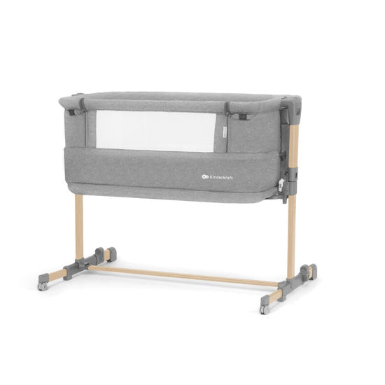 KINDERKRAFT NESTE GROW co-sleeper bed, light grey, solid wood