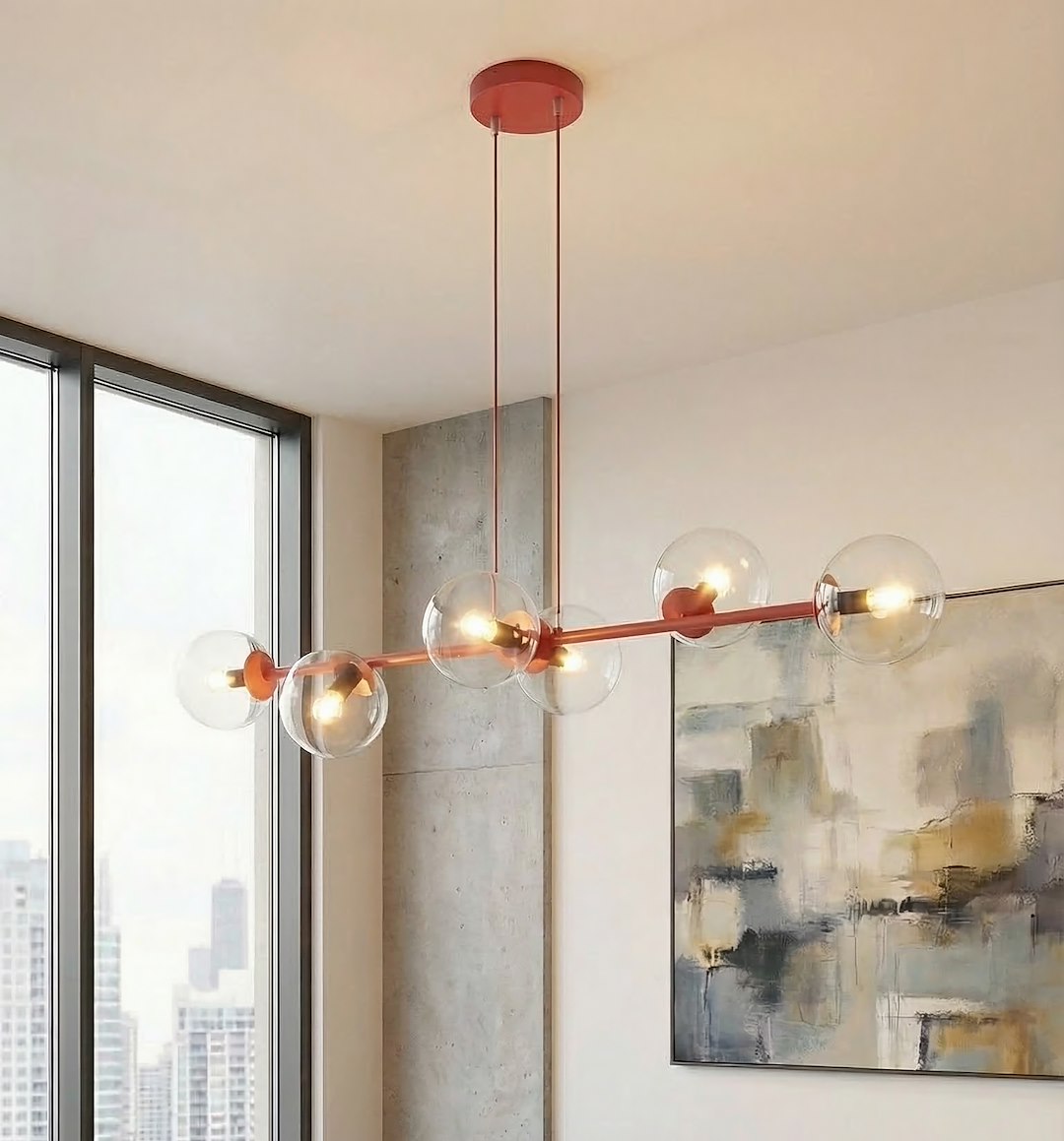 Magnus 6 pendant lamp transparent burgundy