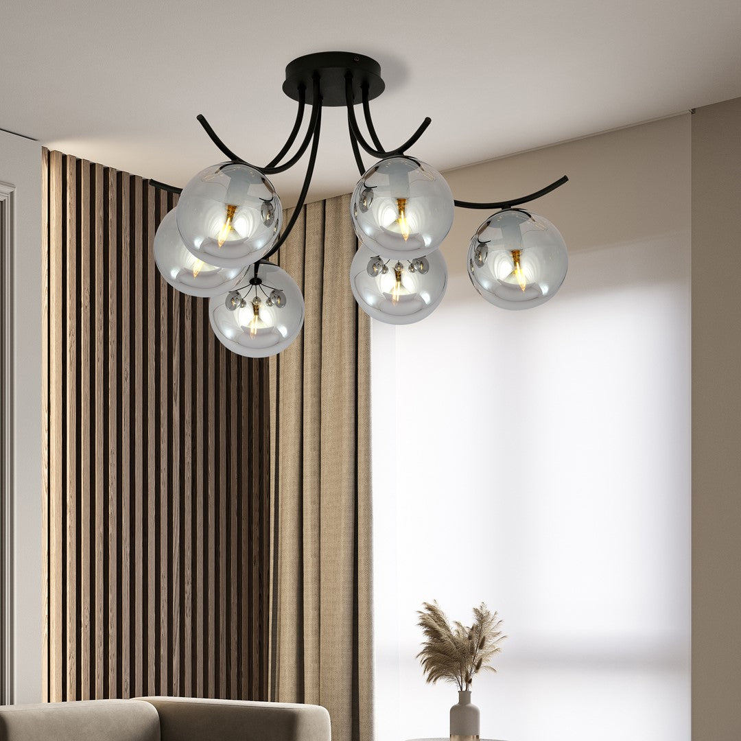 Boston 6 loftlampe sort/grafit
