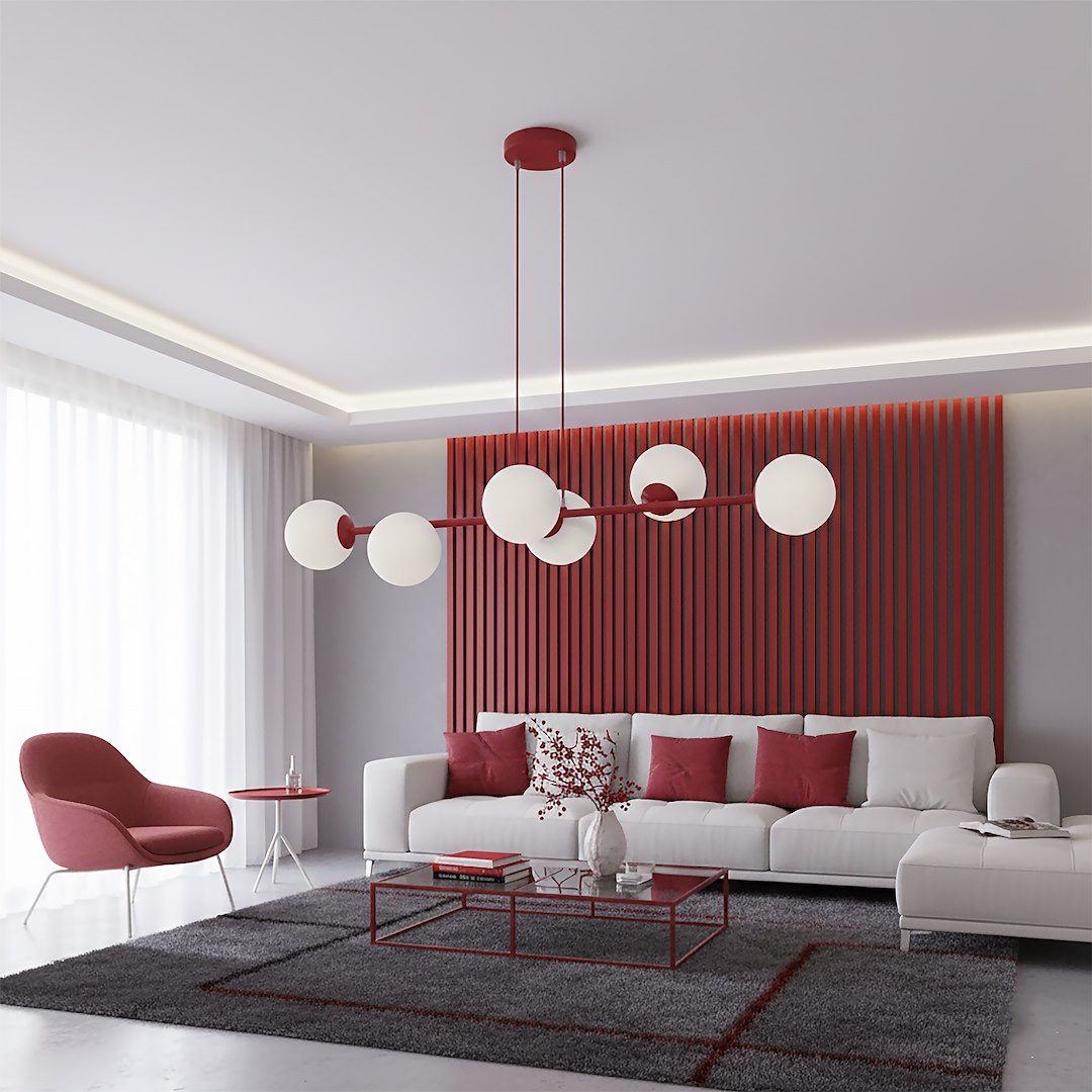 Magnus 6 pendant lamp burgundy/opal