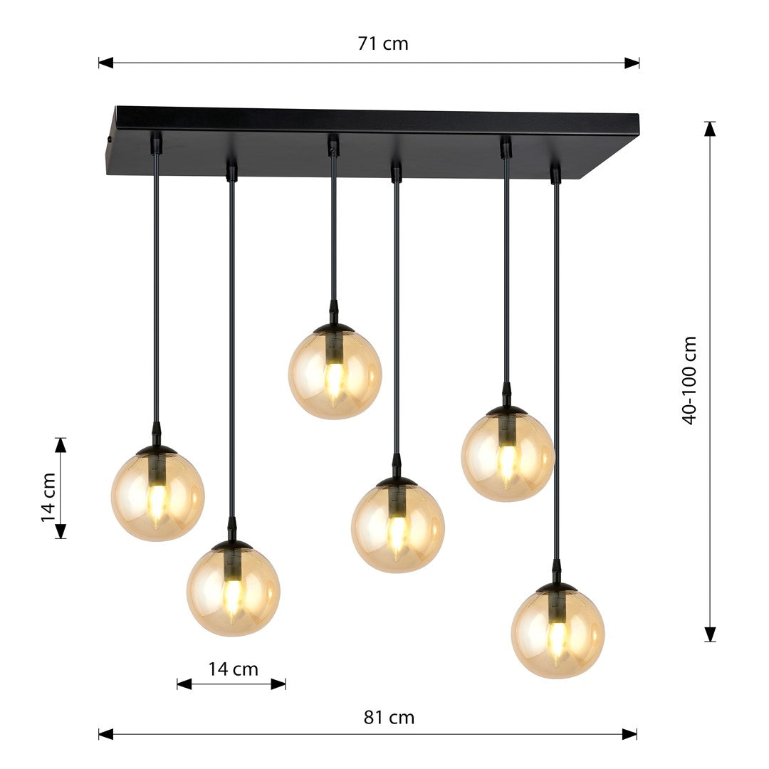 Cosmo 6 pendant light amber