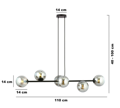 Rossi 6 pendant light black/graphite