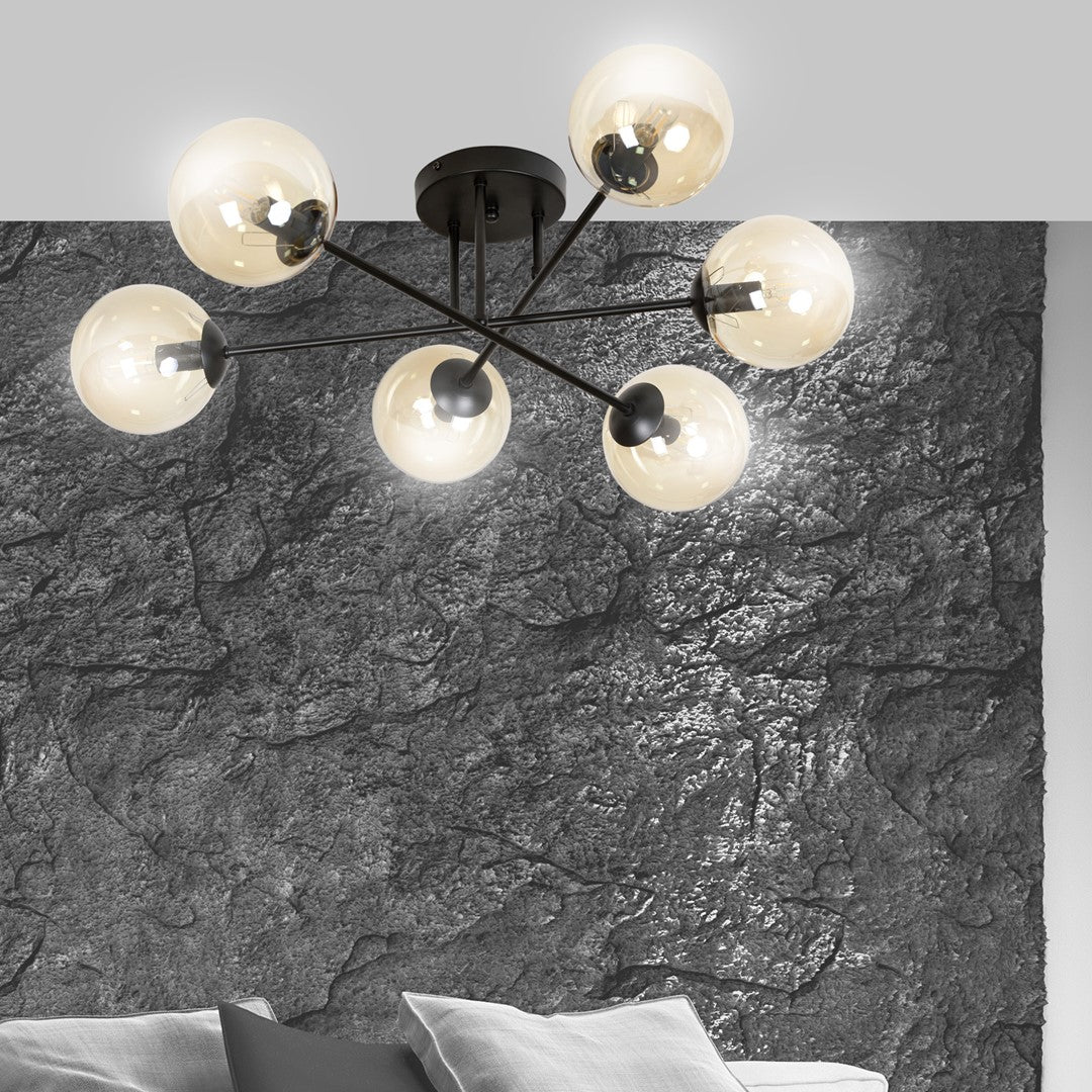 Brendi 6B ceiling lamp black/amber