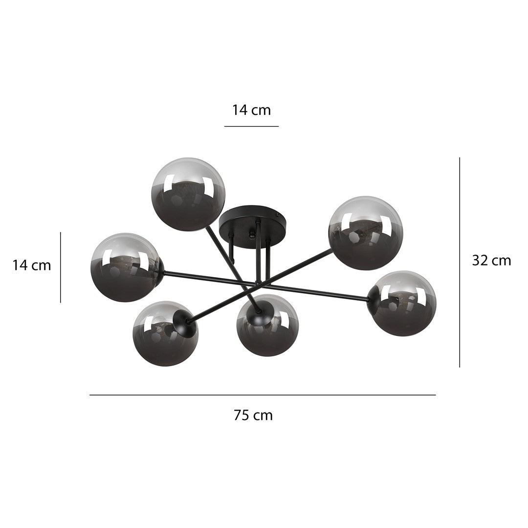 Brendi 6B ceiling lamp black/graphite