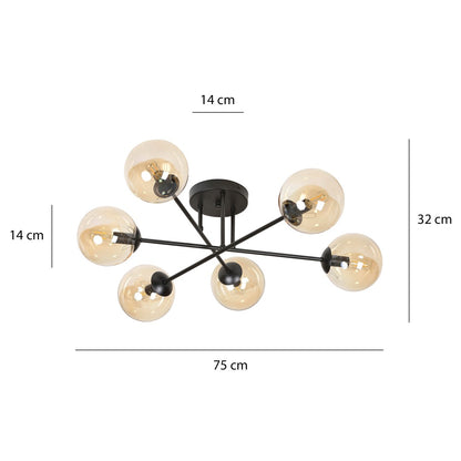 Brendi 6B ceiling lamp black/amber