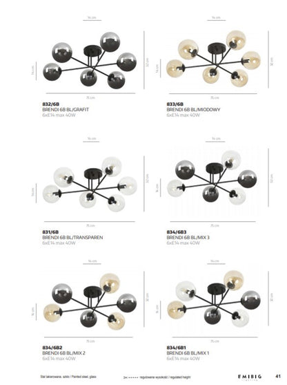 Brendi 6B ceiling lamp black/graphite