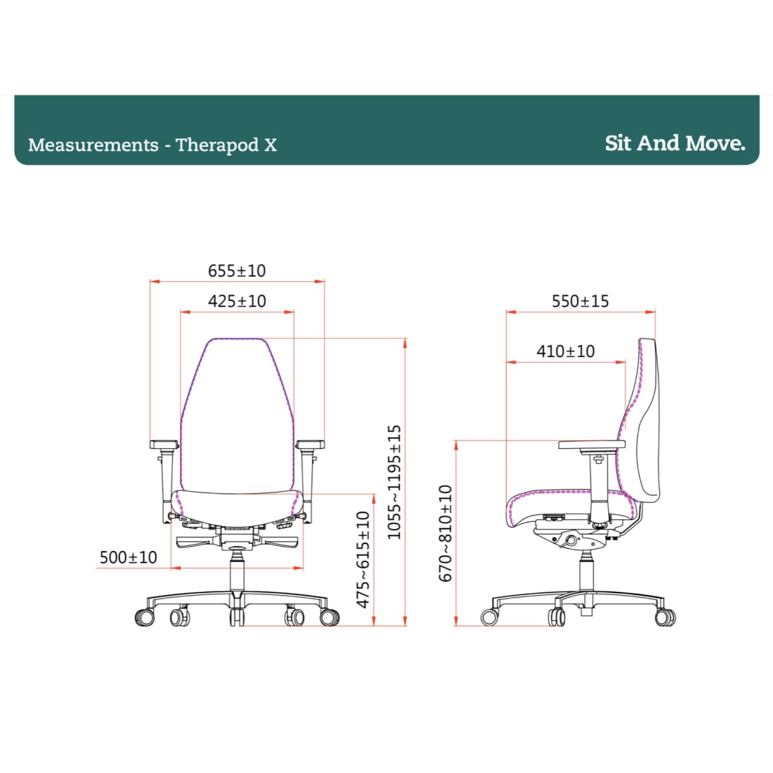 Sit And Move Therapod X Standard Sort - Kontorstol Mirage polstring