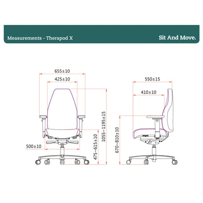 Sit And Move Therapod X Standard Sort - Kontorstol Mirage polstring
