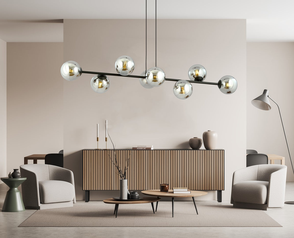 Rossi 8 pendant light black/graphite