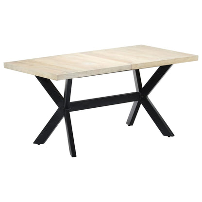 Spisebord Med Krydsstel 180 Cm Massivt Genbrugstræ Og Stål