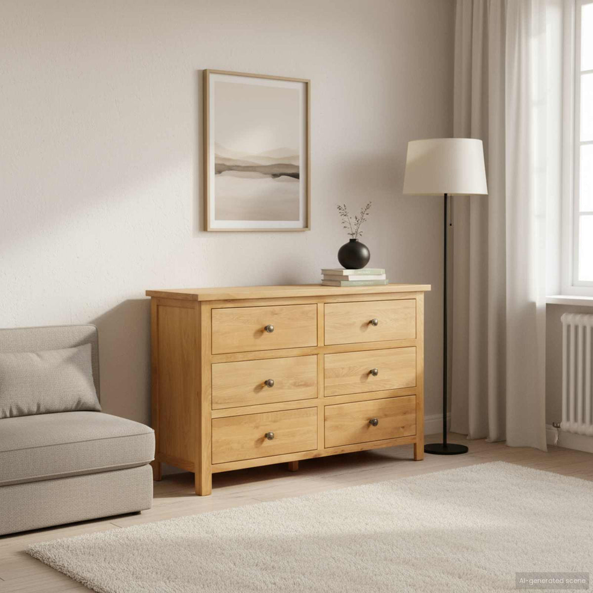 Kommode 105X33,5X73 Cm Massivt Egetræ