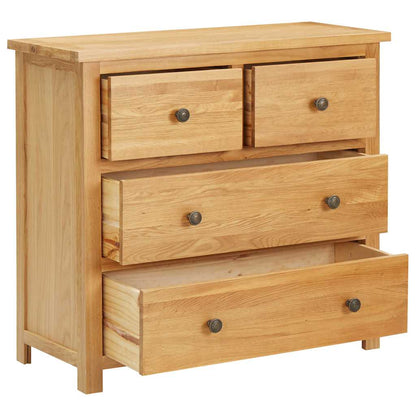 Kommode 80X35X75 Cm Massivt Egetræ