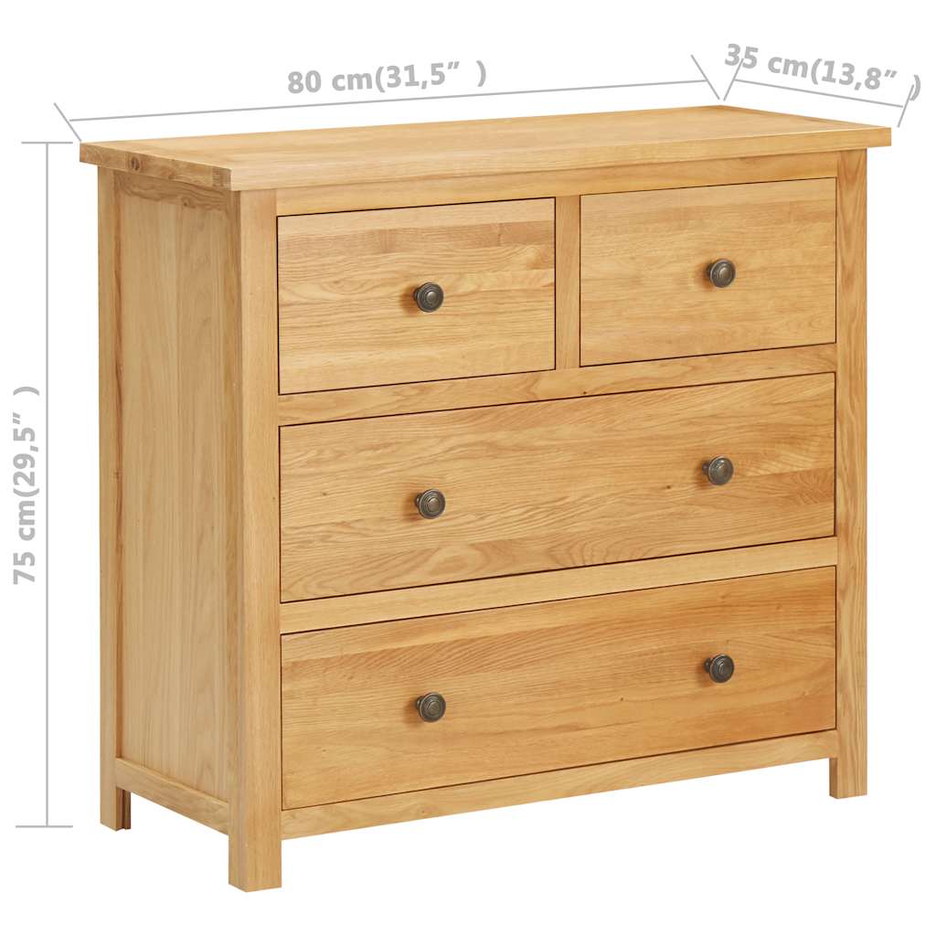 Kommode 80X35X75 Cm Massivt Egetræ