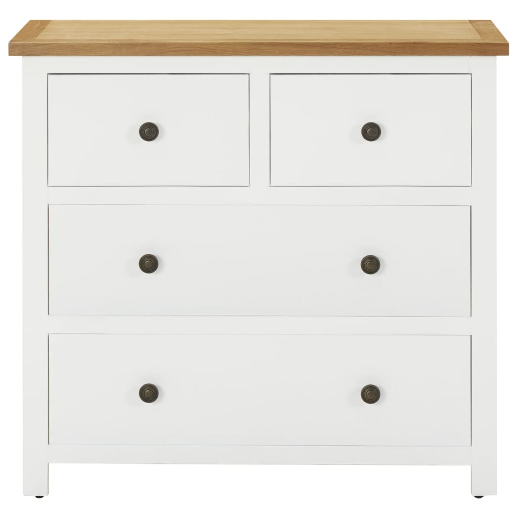 Kommode 80X35X75 Cm Massivt Egetræ
