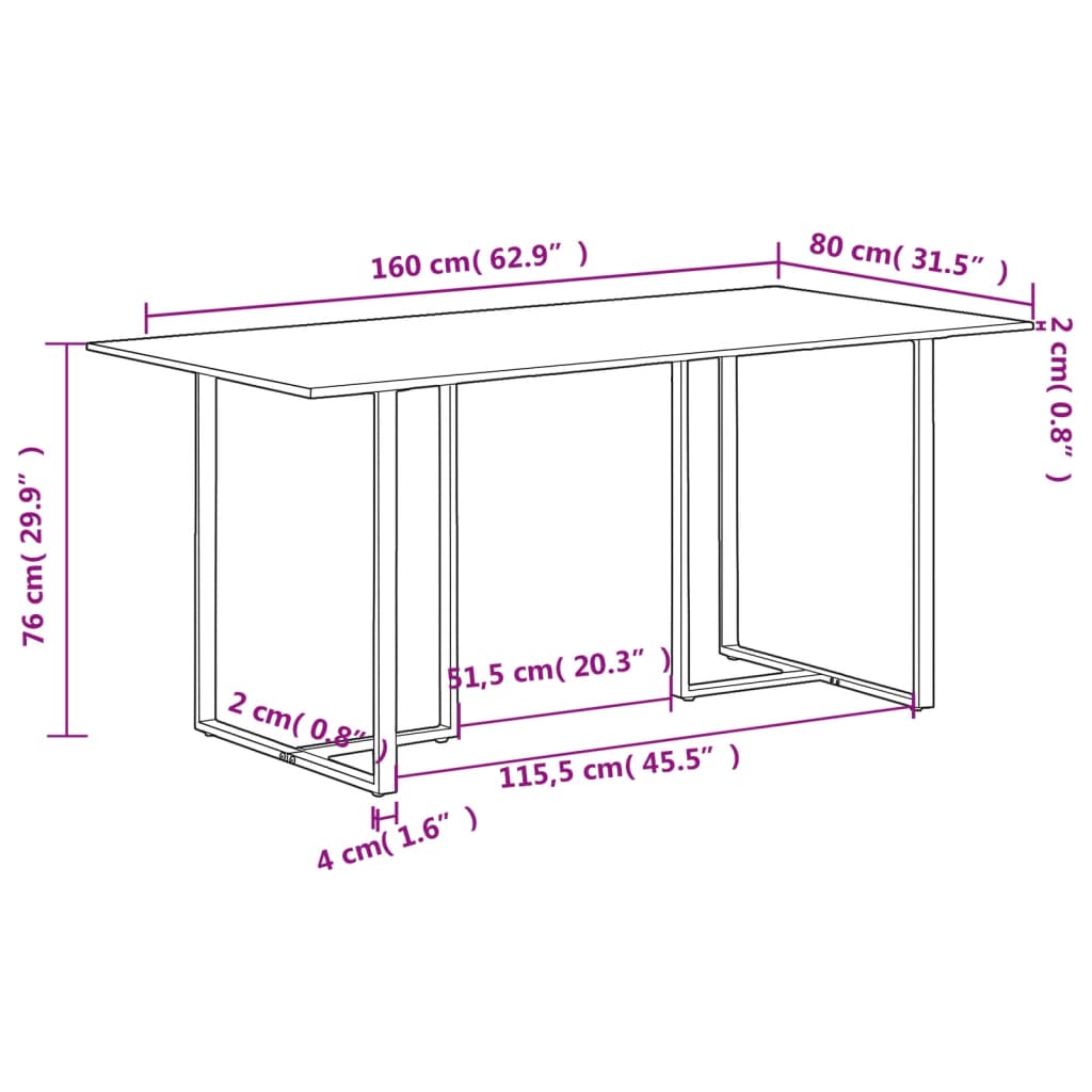 Spisebord 160 Cm Ru Mangotræ