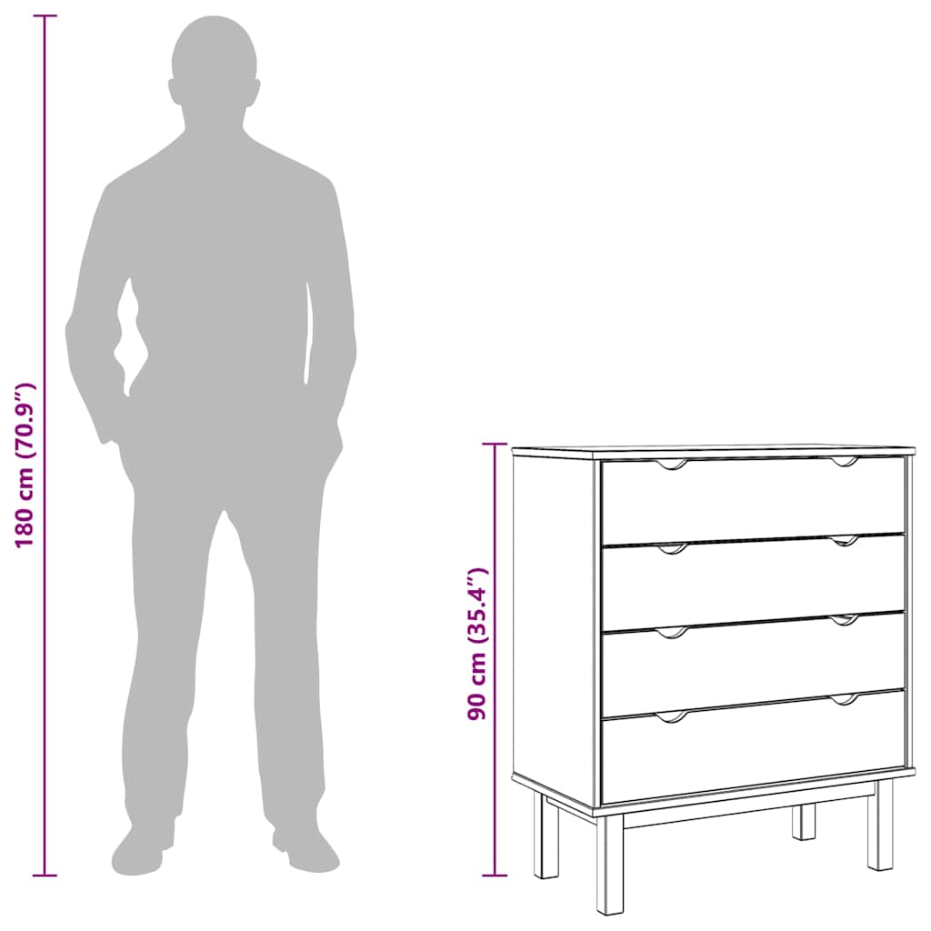 Kommode Otta 76,5X39,5X90 Cm Massivt Fyrretræ