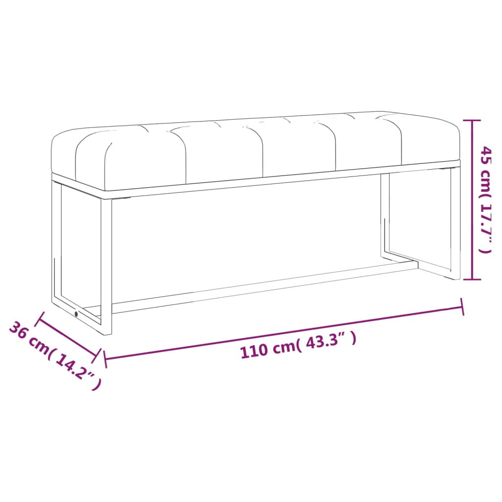 Bænk 110X36X45 Cm Velour