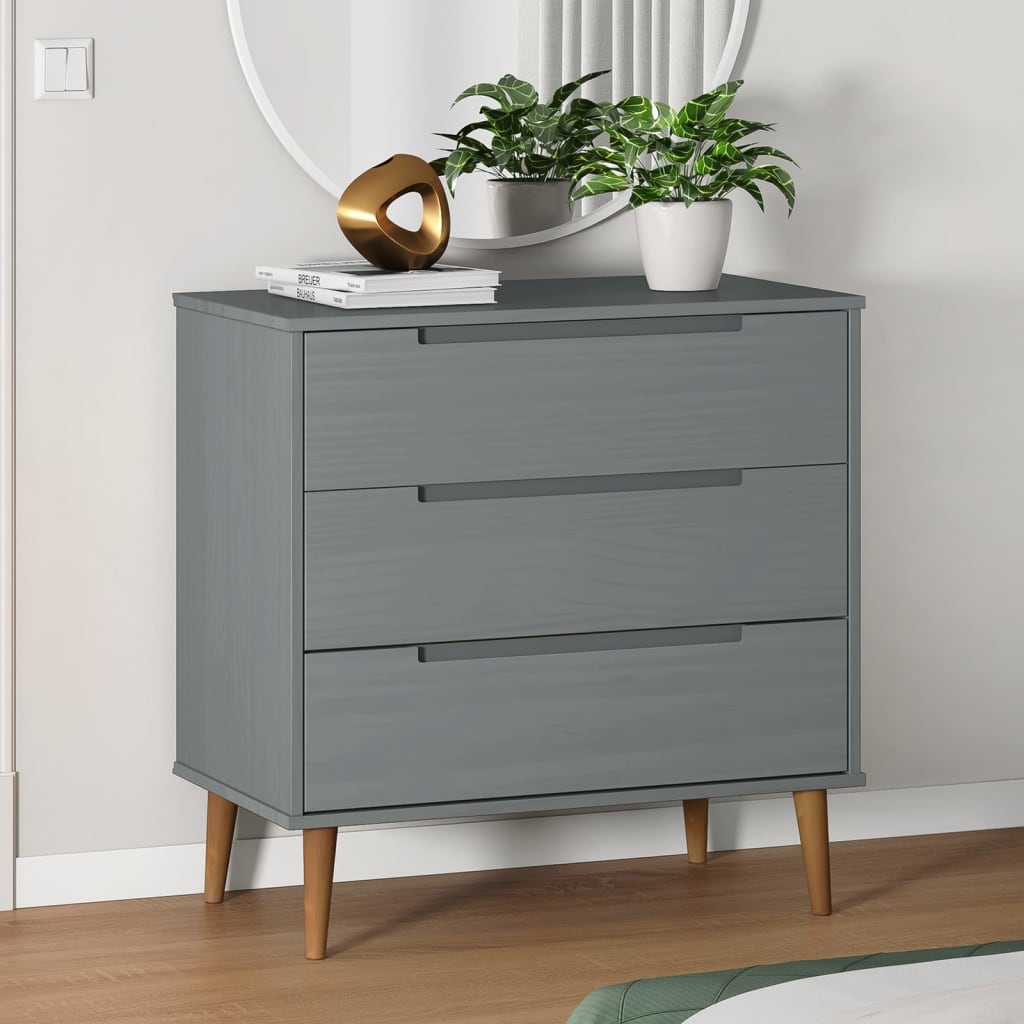 Kommode Molde 80X40X80 Cm Massivt Fyrretræ