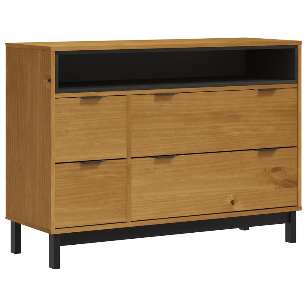 Kommode Flam 110X40X80 Cm Massivt Fyrretræ