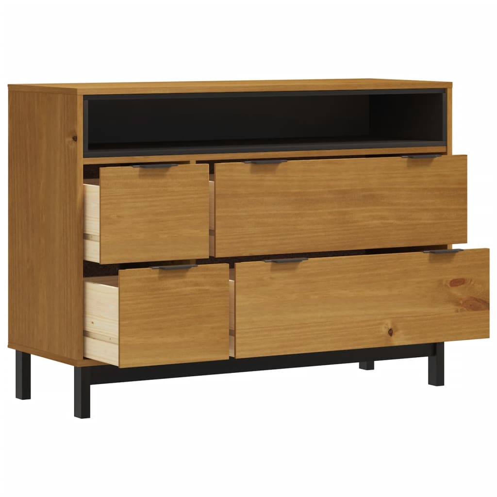 Kommode Flam 110X40X80 Cm Massivt Fyrretræ