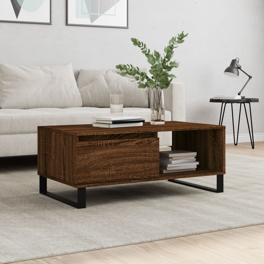 Sofabord 90X50X36,5 Cm Konstrueret Træ Gammeldags Træ
