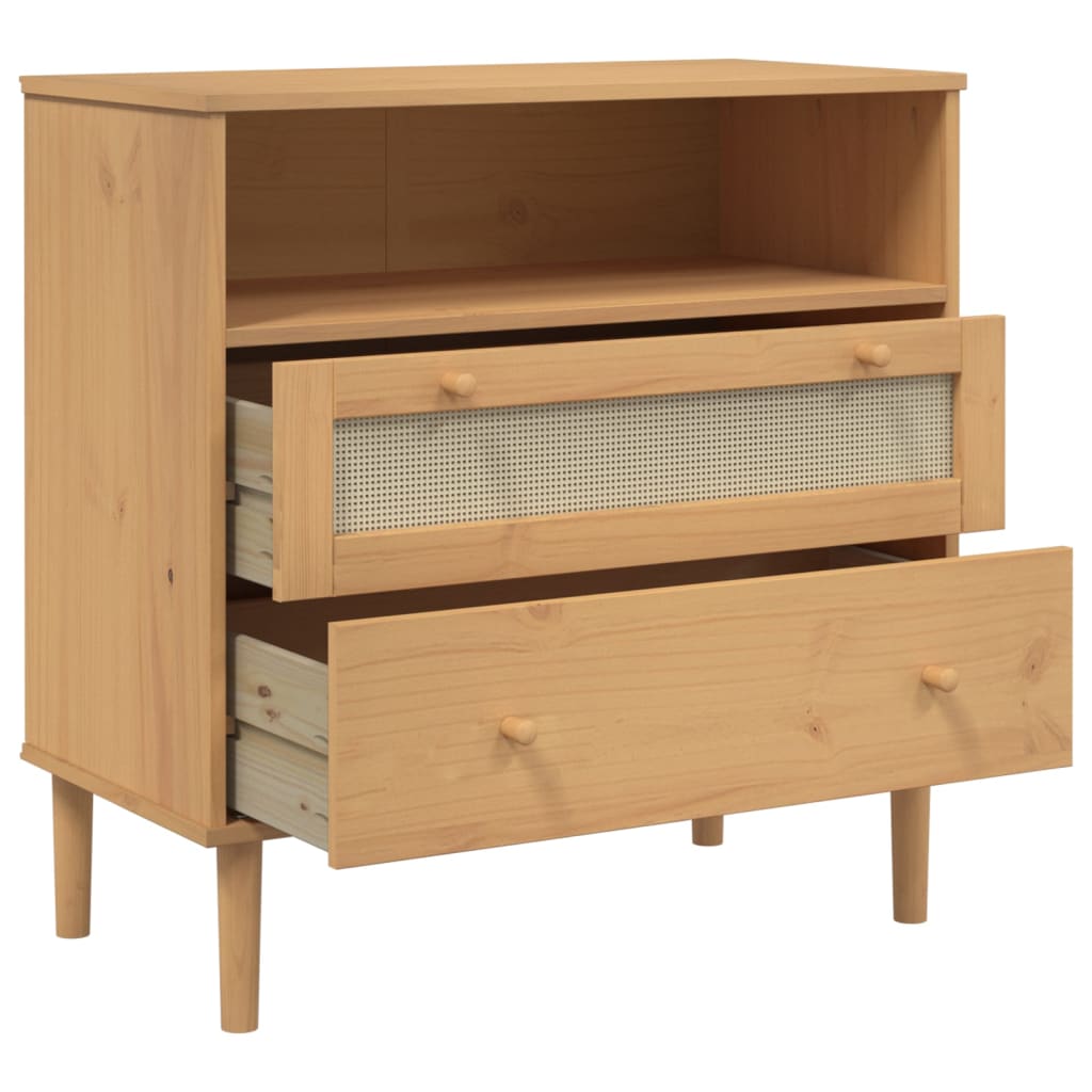 Skænk Senja 80X40X80 Cm Rattan-Look Massivt Fyrretræ