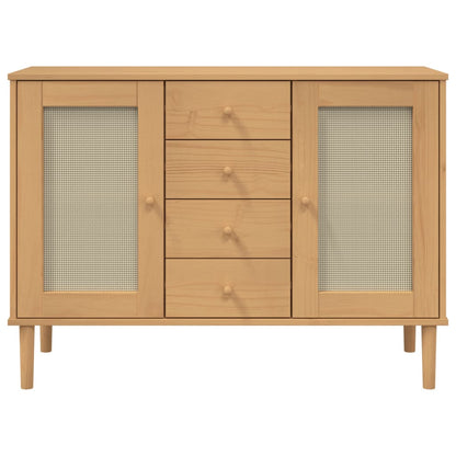 Skænk Senja 112X40X80 Cm Rattan-Look Massivt Fyrretræ