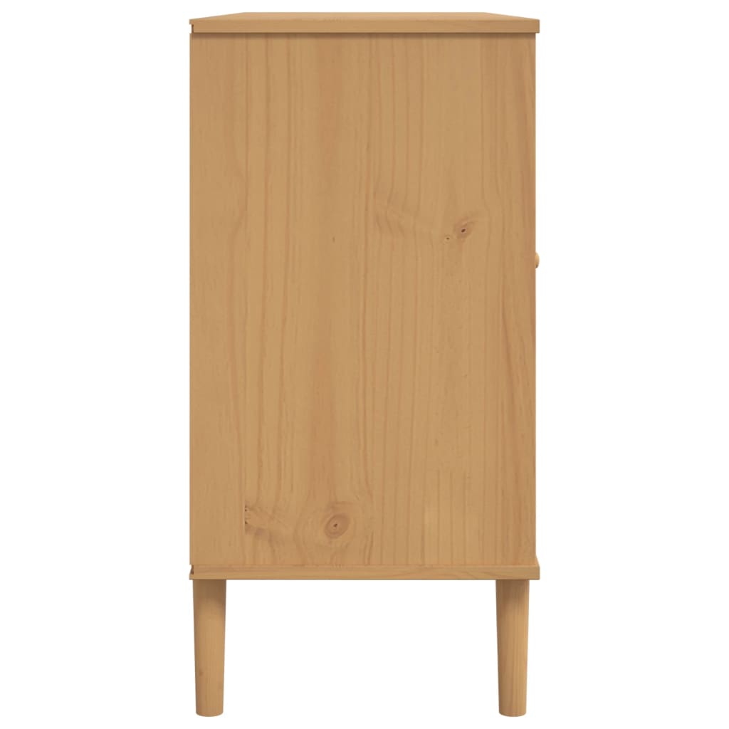 Skænk Senja 112X40X80 Cm Rattan-Look Massivt Fyrretræ